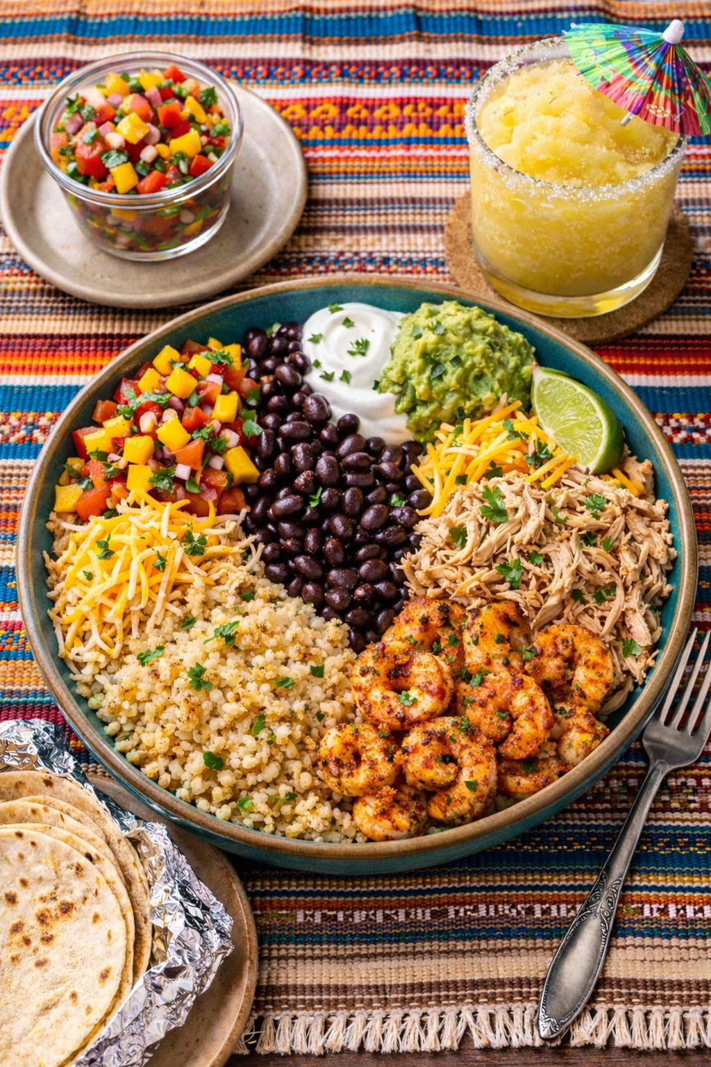 Mexican Cauliflower Rice Bowls with Mango Poblano Pico